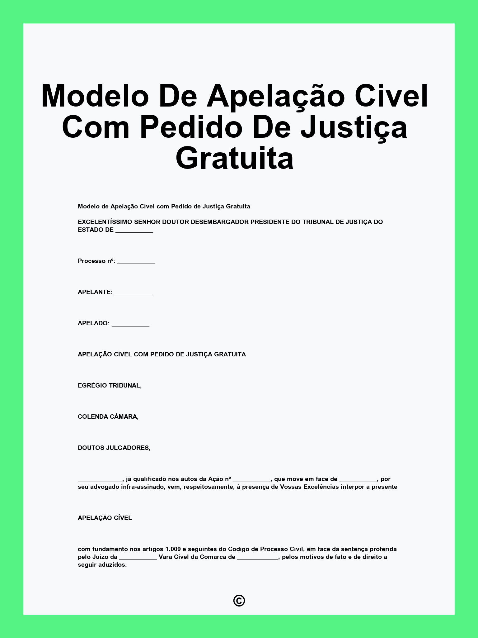 Modelo De Apelação Civel Com Pedido De Justiça Gratuita