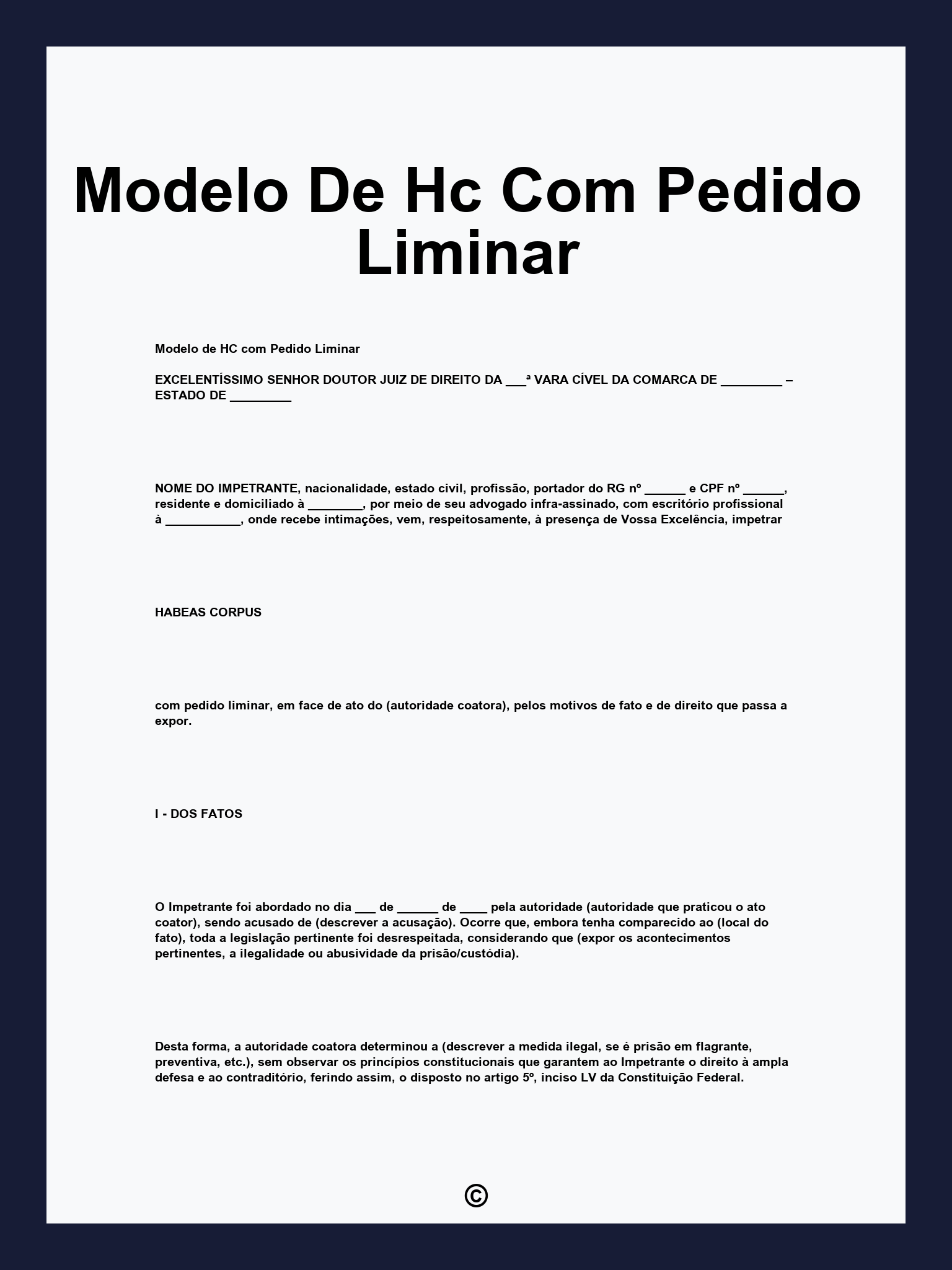 Modelo De Hc Com Pedido Liminar