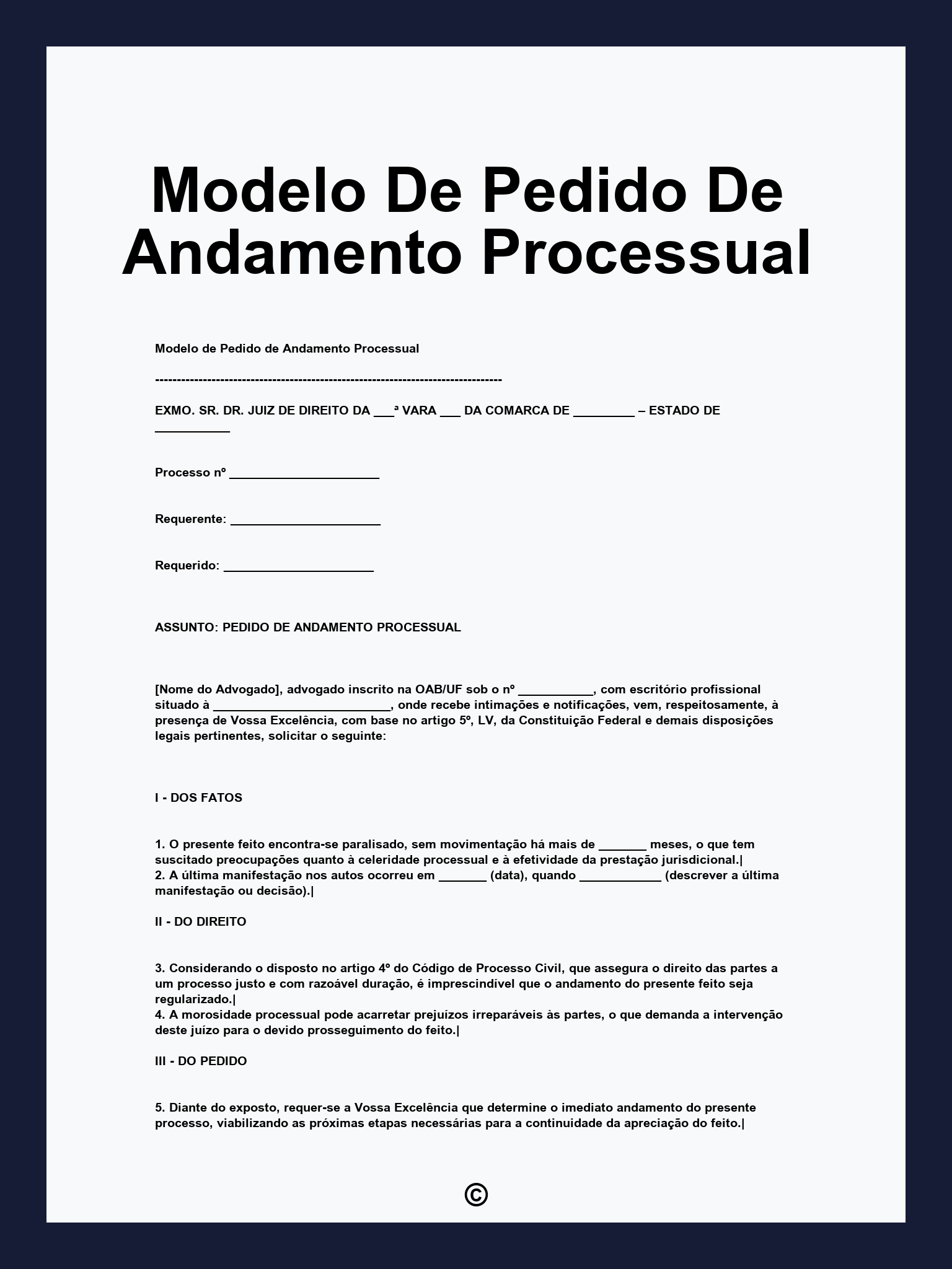 Modelo De Pedido De Andamento Processual