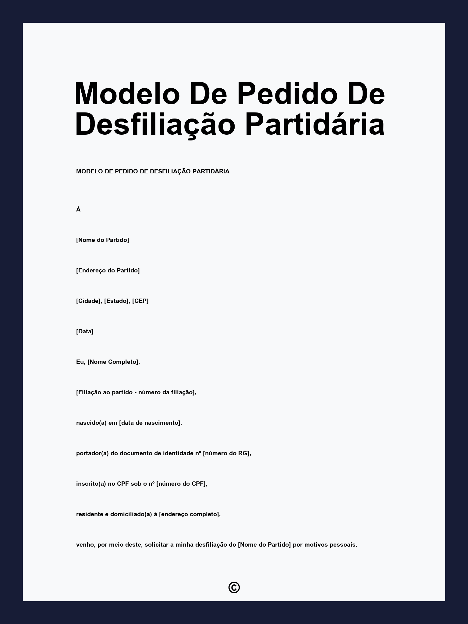 Modelo De Pedido De Desfiliação Partidária