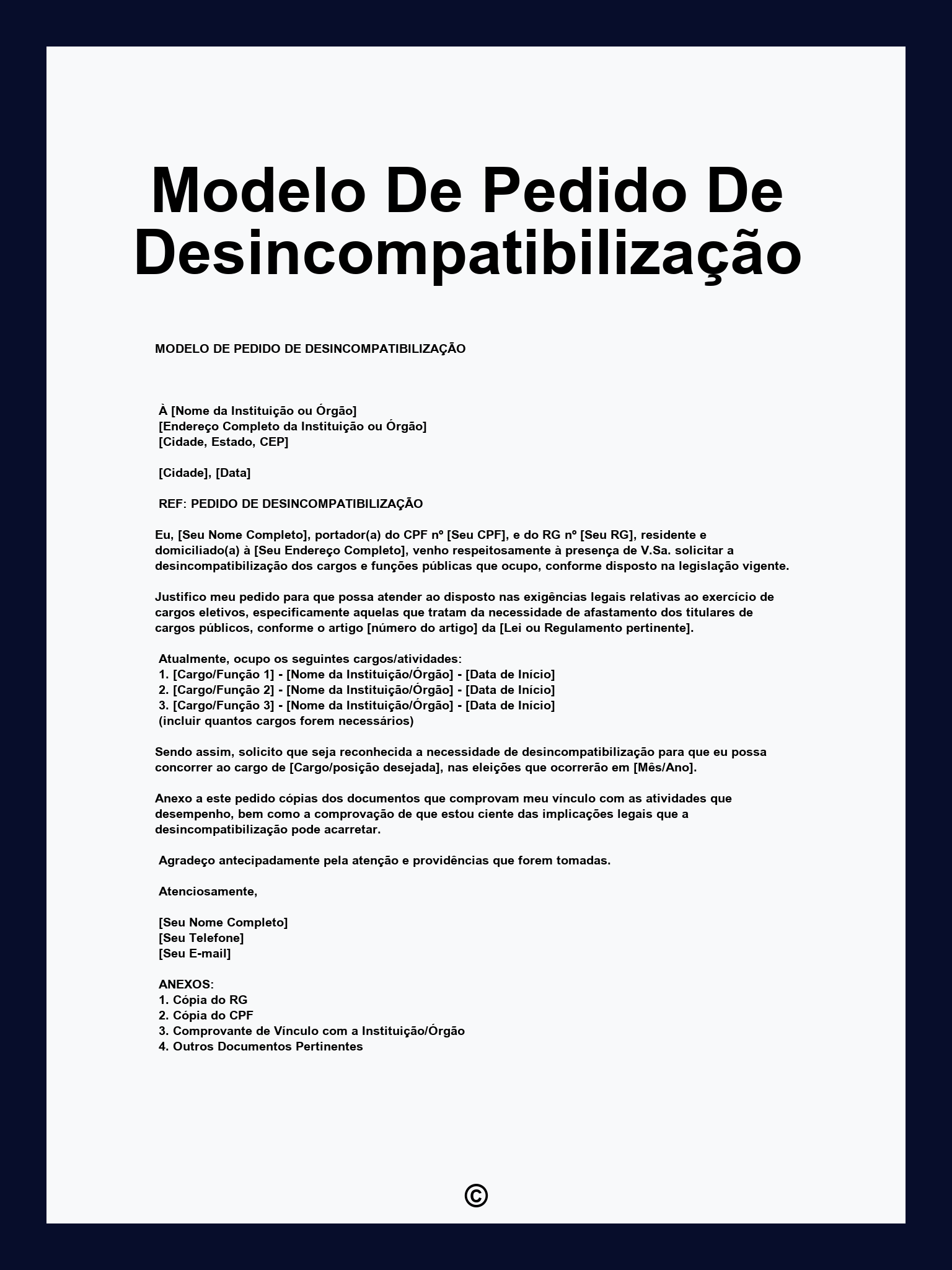 Modelo De Pedido De Desincompatibilização