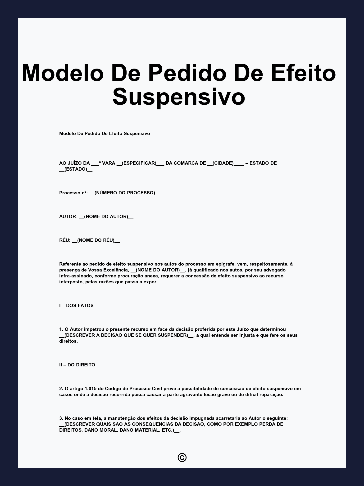 Modelo De Pedido De Efeito Suspensivo
