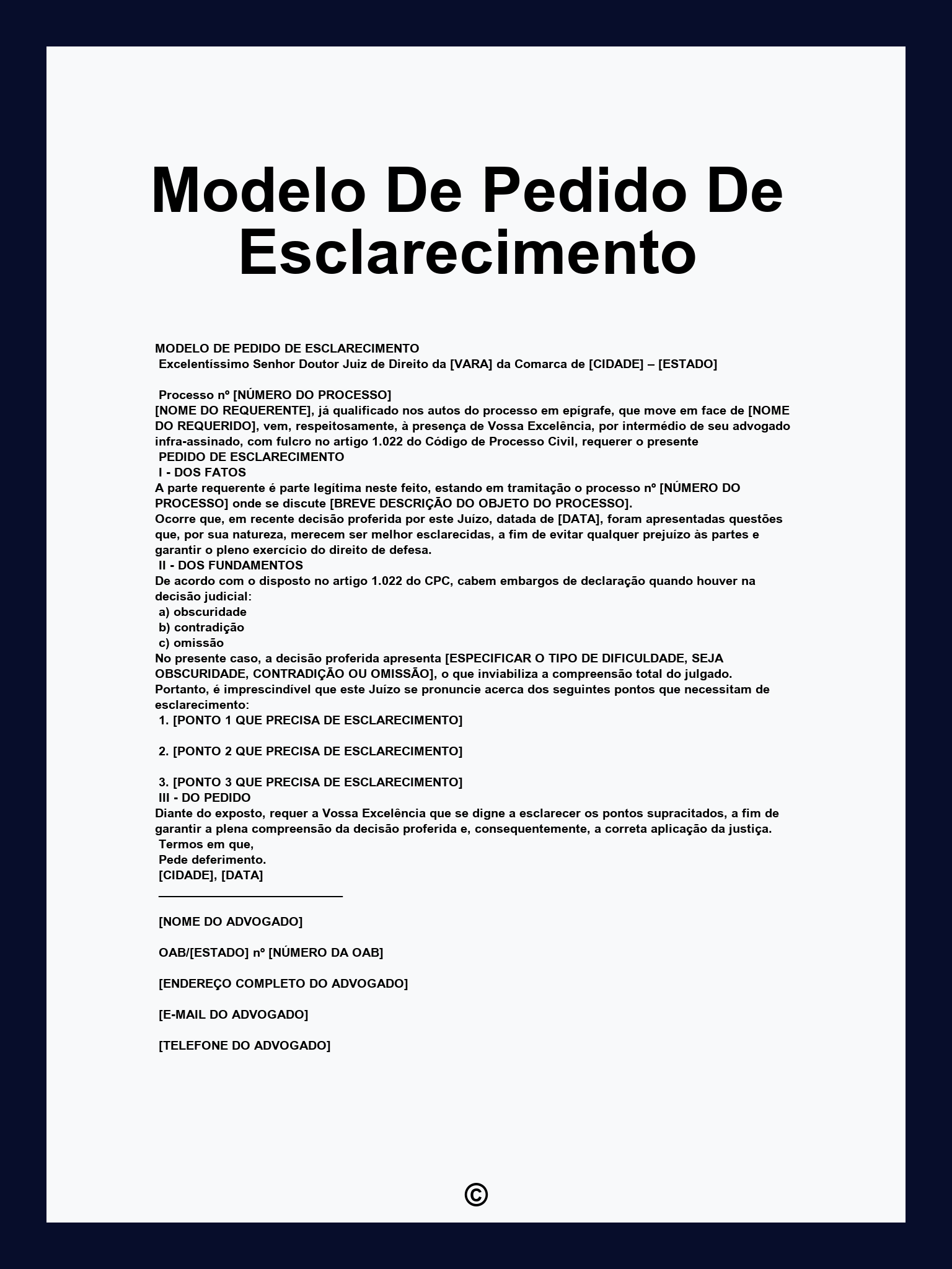 Modelo De Pedido De Esclarecimento