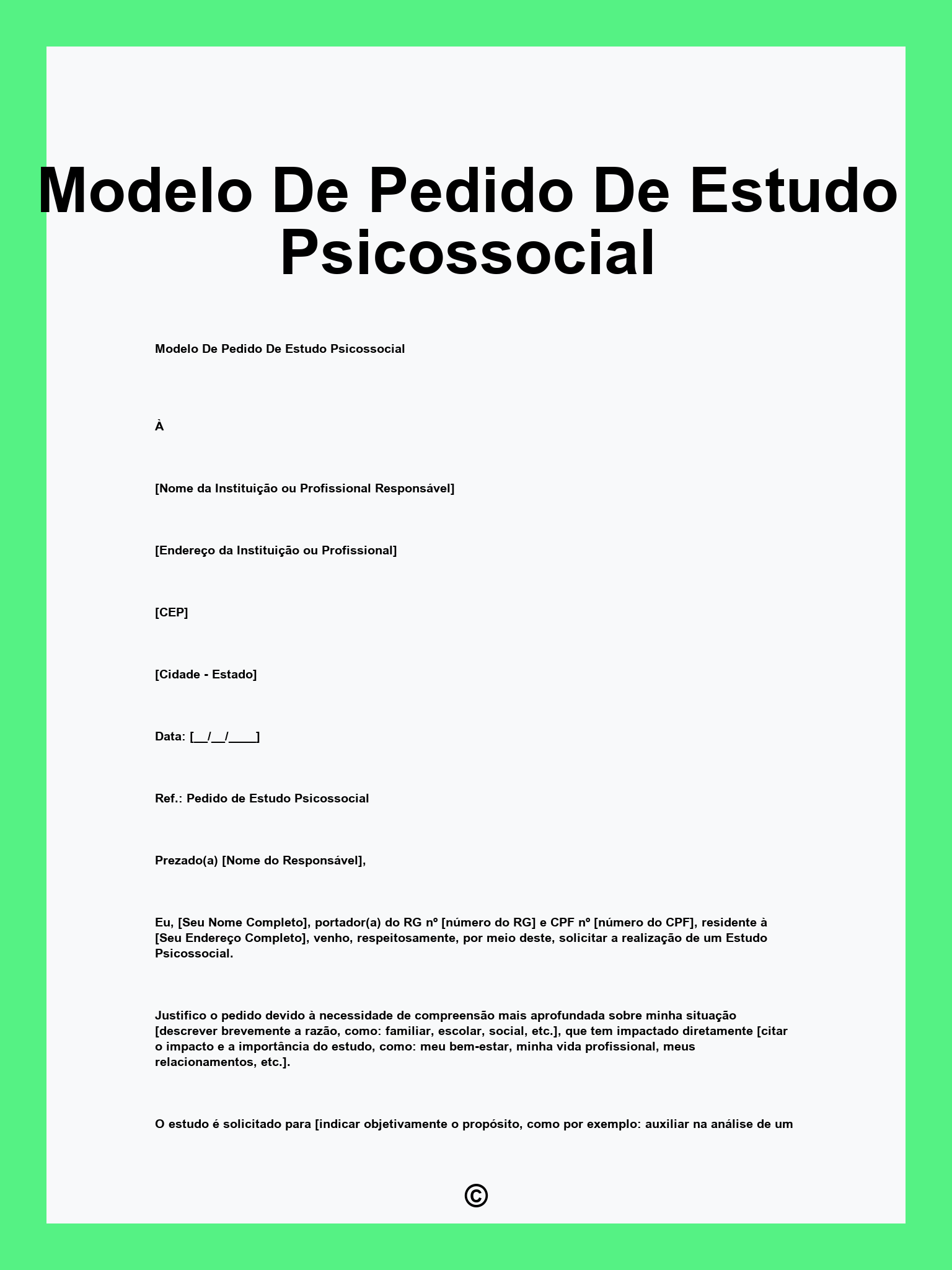 Modelo De Pedido De Estudo Psicossocial