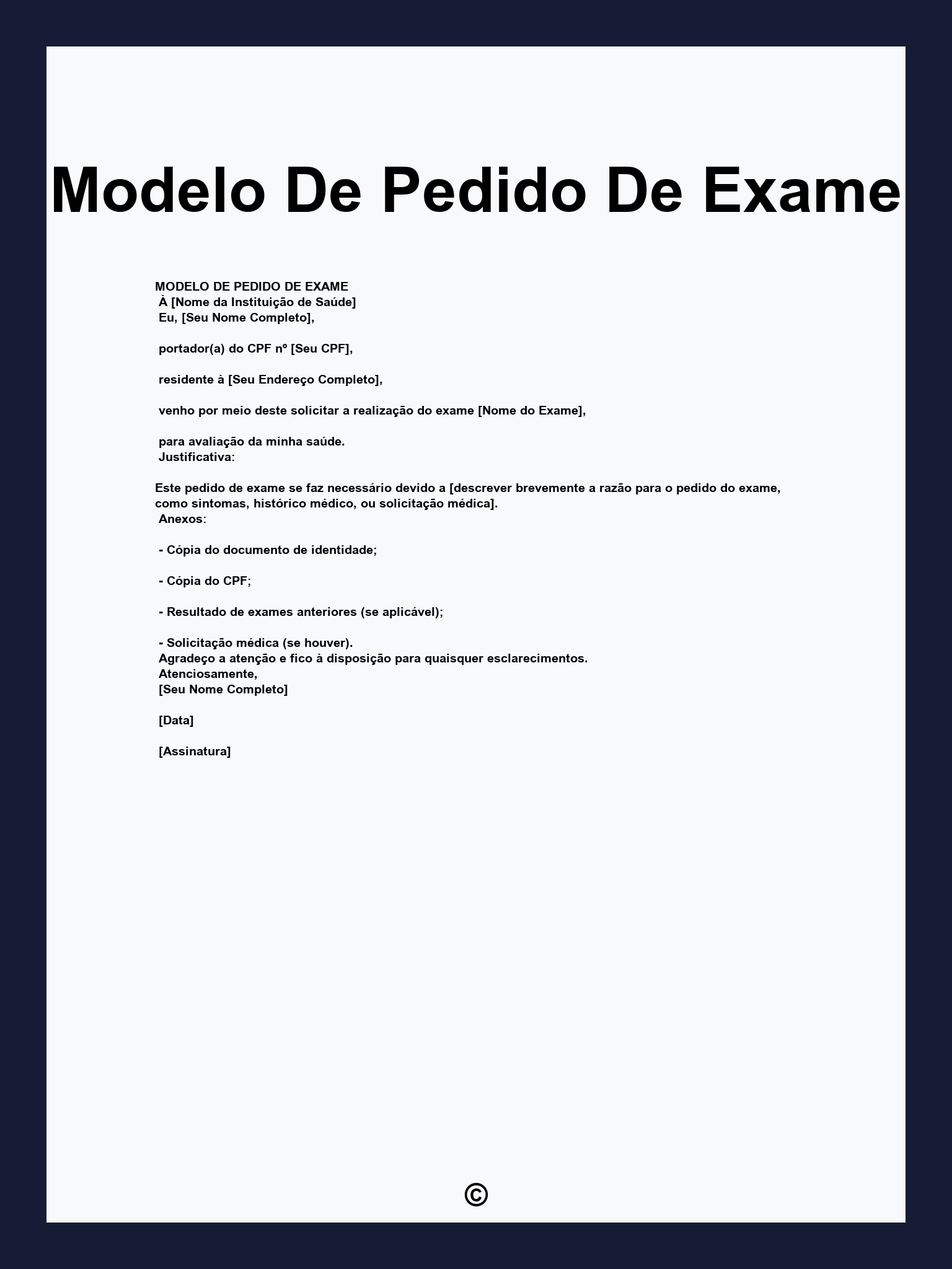 Modelo De Pedido De Exame