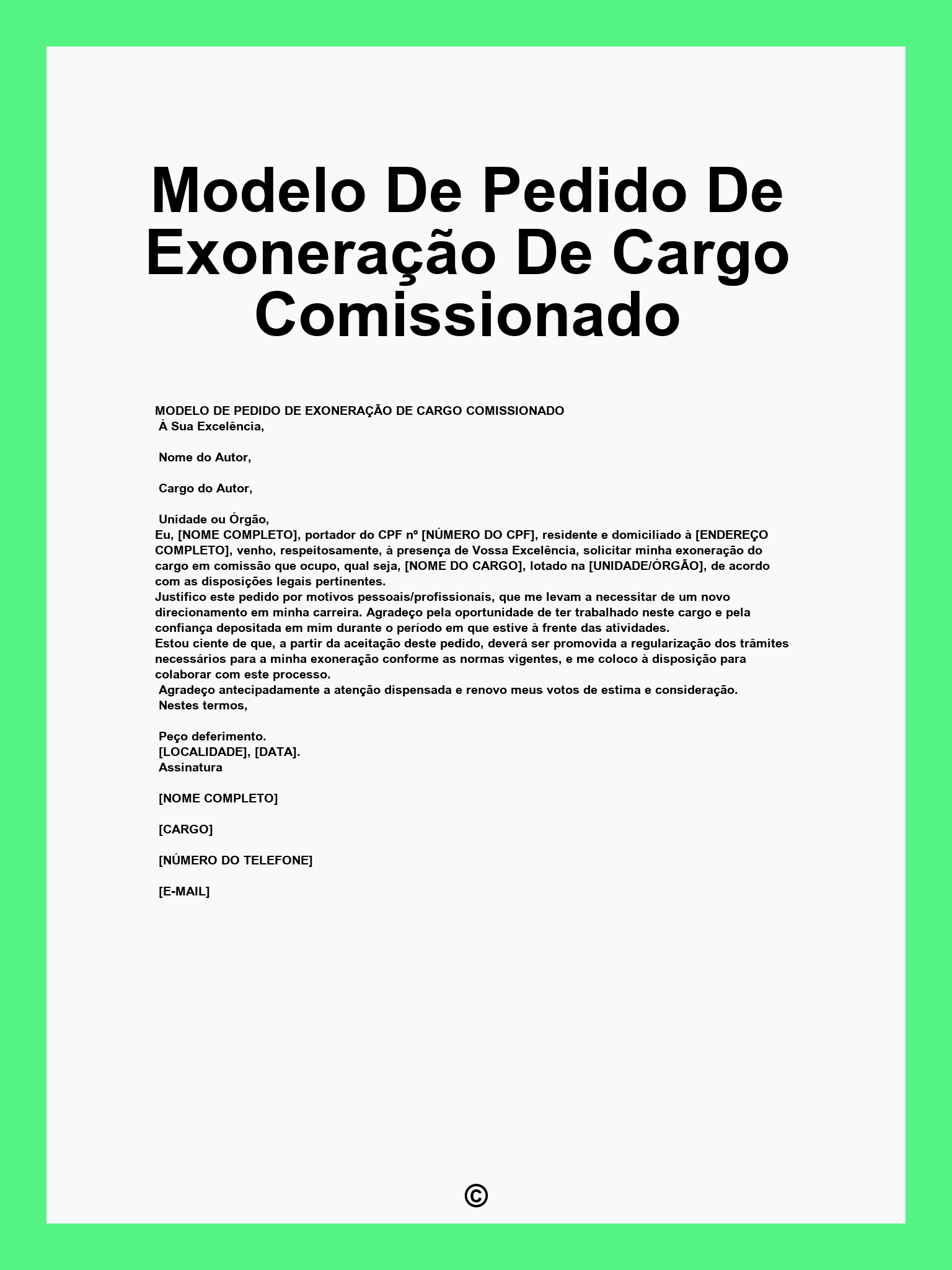 Modelo De Pedido De Exoneração De Cargo Comissionado