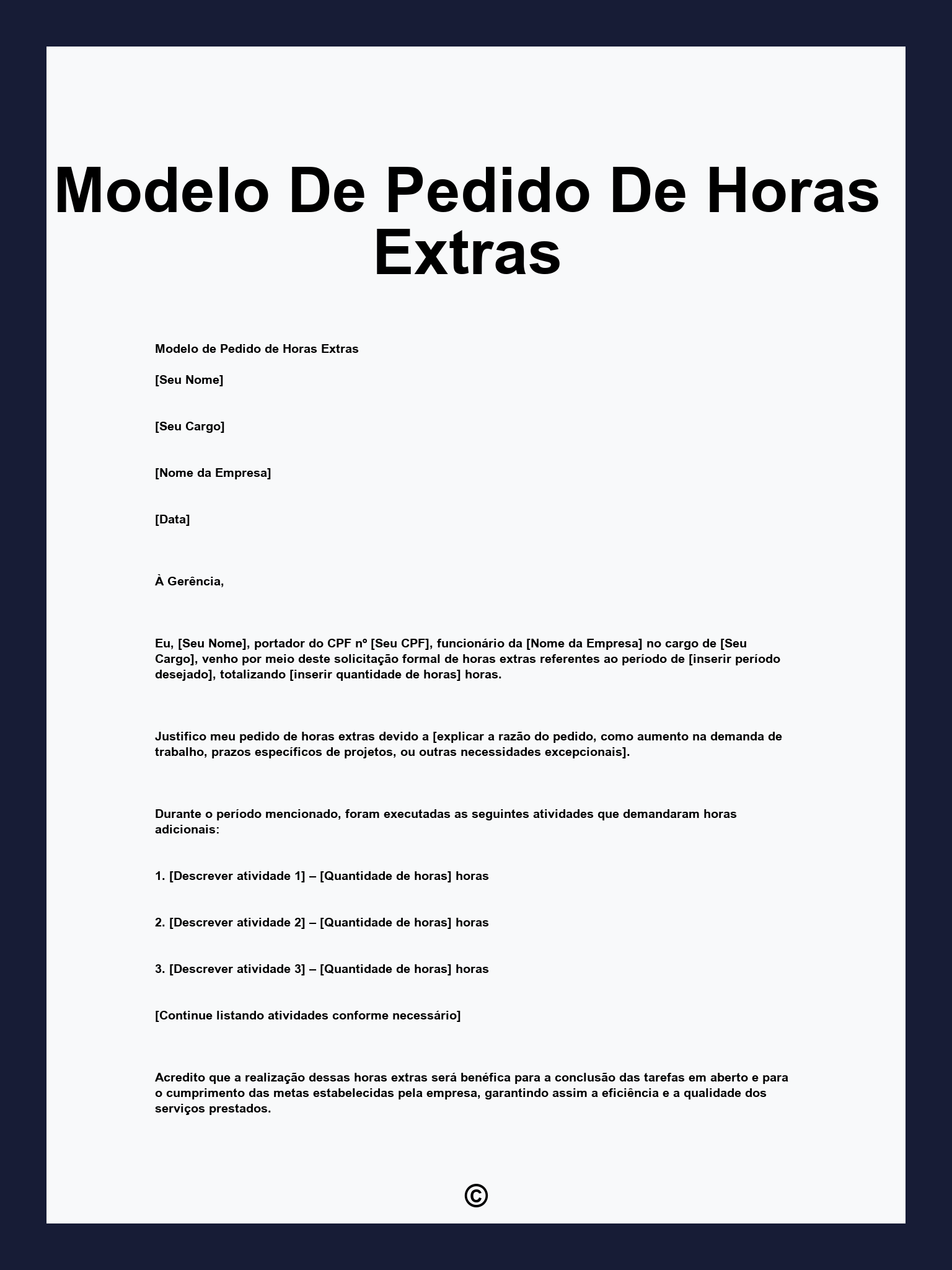 Modelo De Pedido De Horas Extras