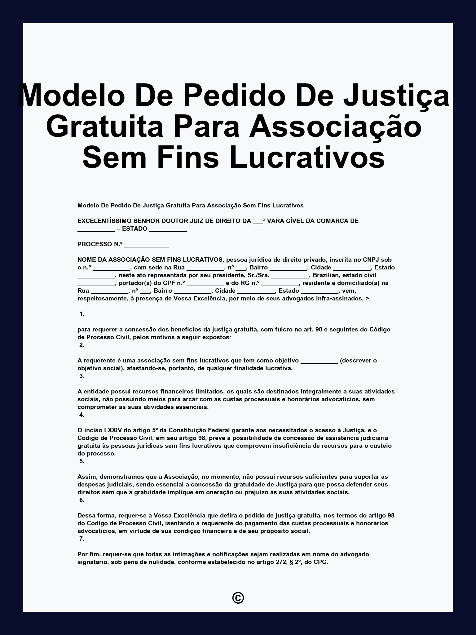 Modelo De Pedido De Justiça Gratuita Para Associação Sem Fins Lucrativos