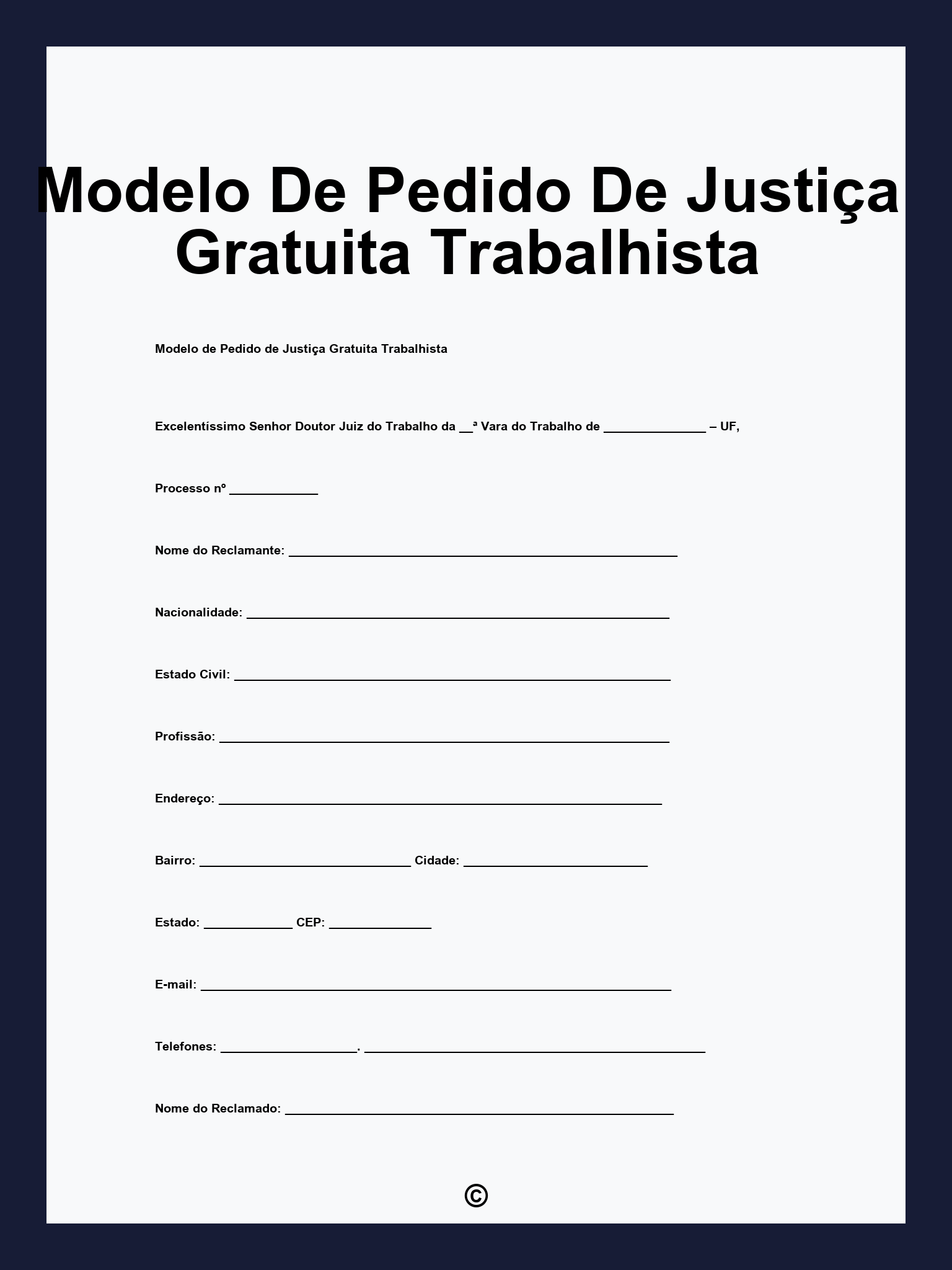 Modelo De Pedido De Justiça Gratuita Trabalhista
