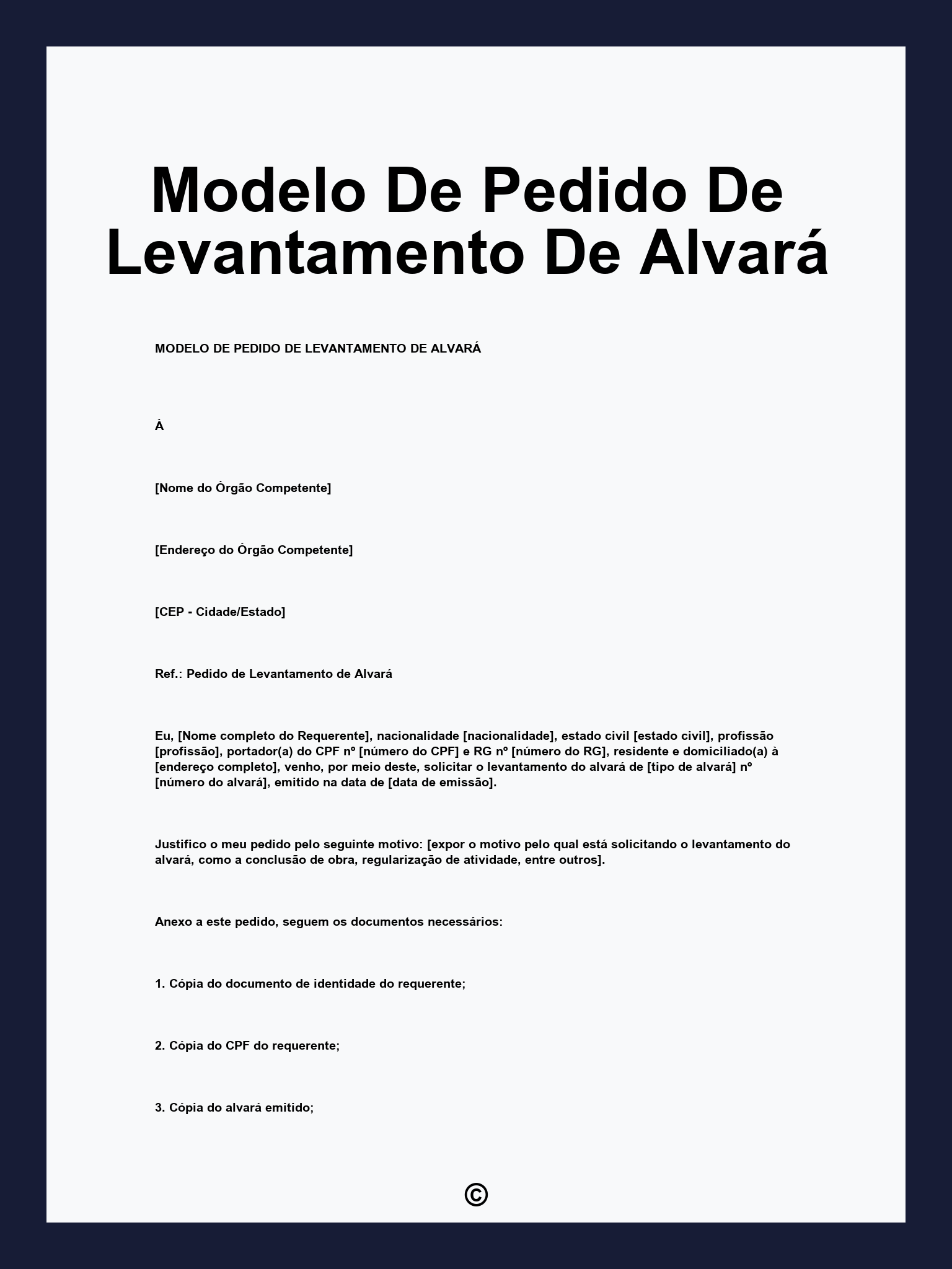 Modelo De Pedido De Levantamento De Alvará