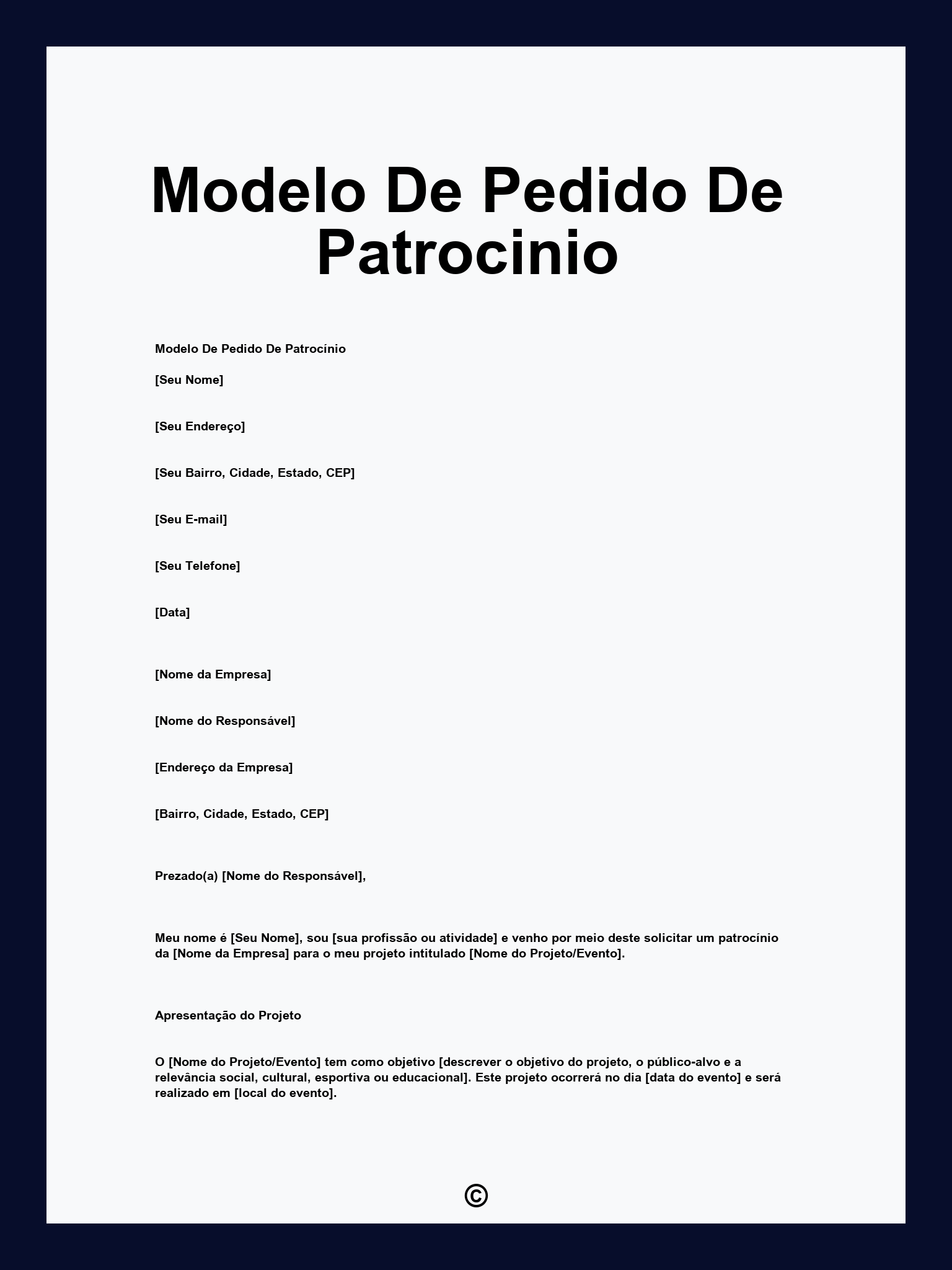Modelo De Pedido De Patrocinio