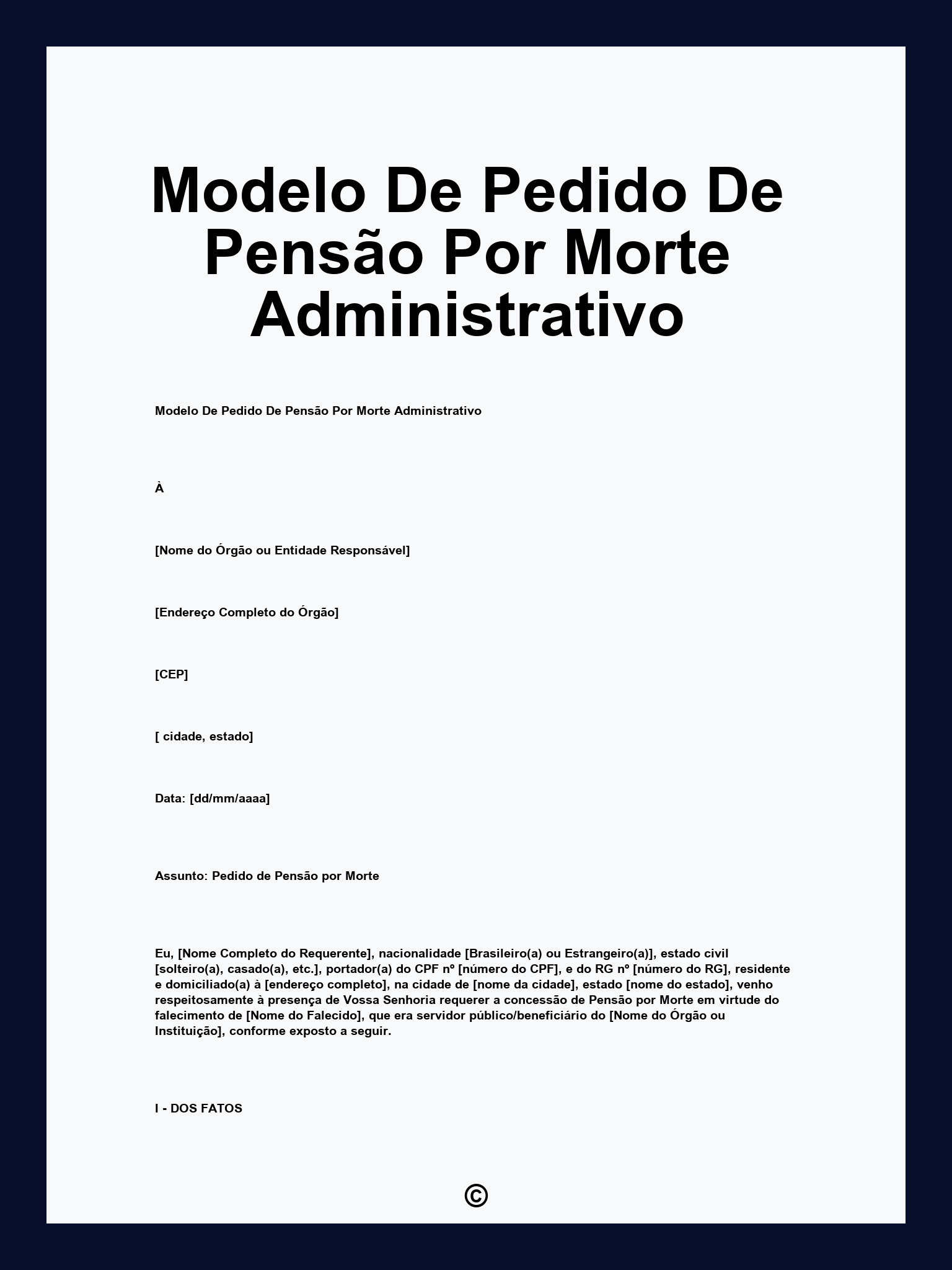 Modelo De Pedido De Pensão Por Morte Administrativo