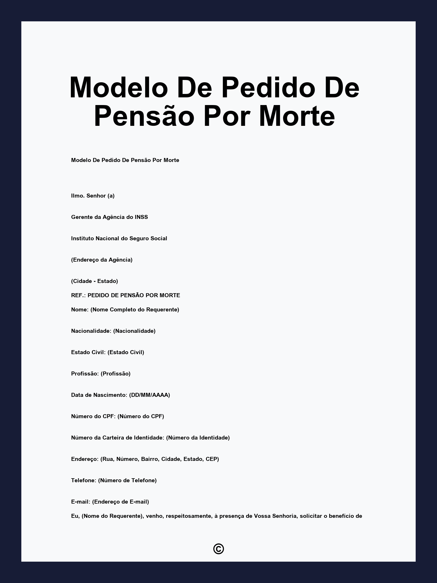 Modelo De Pedido De Pensão Por Morte