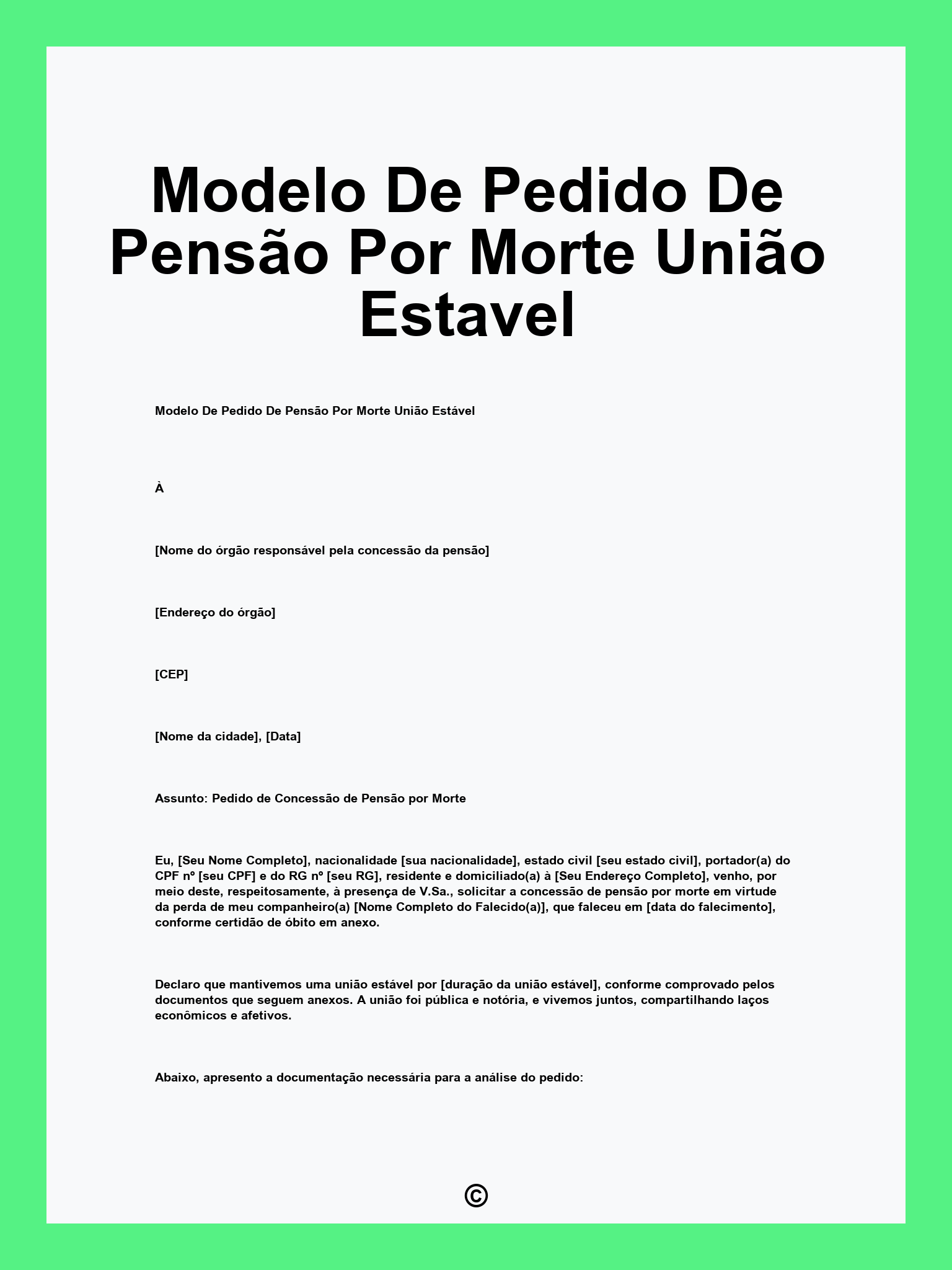 Modelo De Pedido De Pensão Por Morte União Estavel