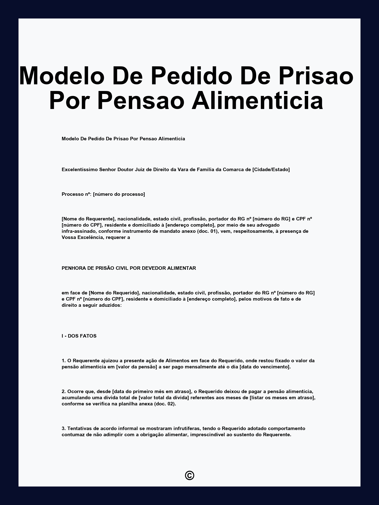 Modelo De Pedido De Prisao Por Pensao Alimenticia
