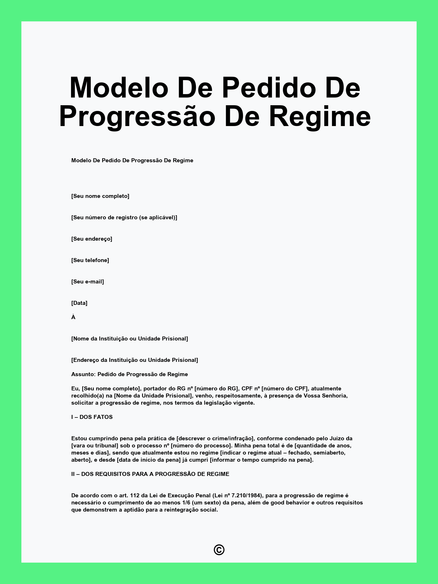 Modelo De Pedido De Progressão De Regime