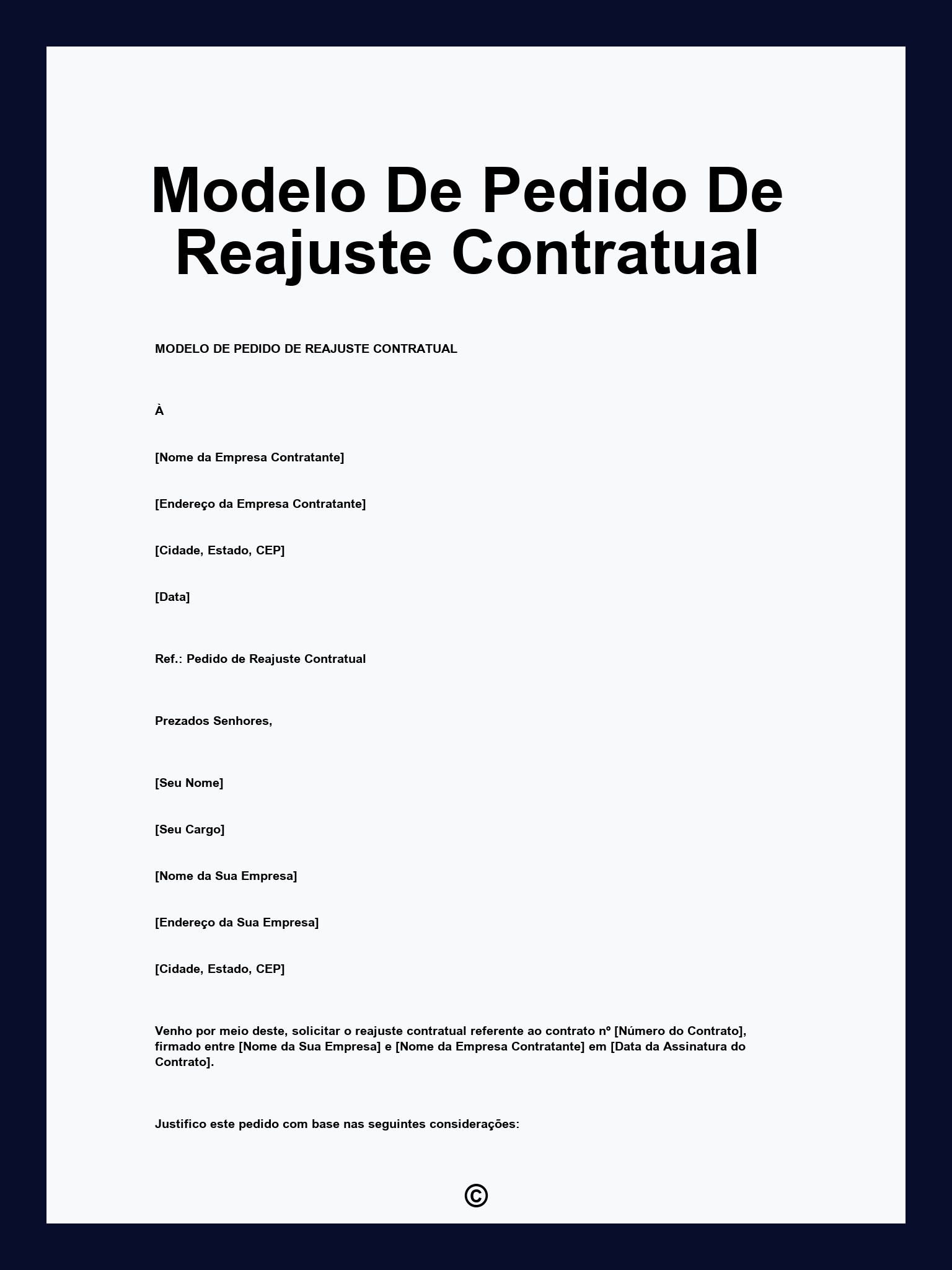 Modelo De Pedido De Reajuste Contratual