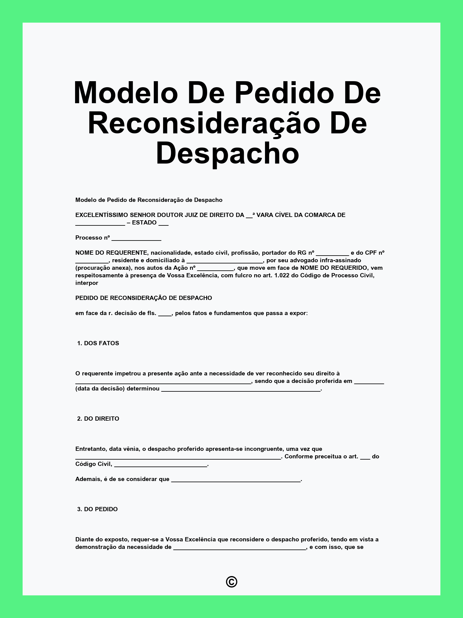 Modelo De Pedido De Reconsideração De Despacho