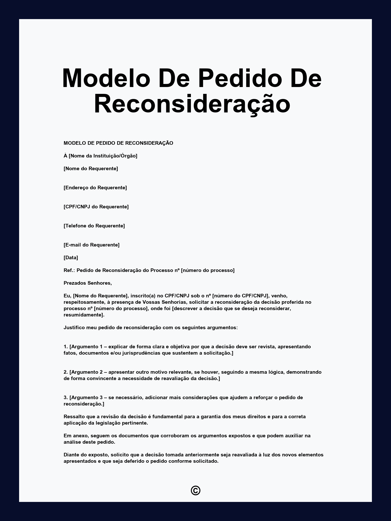 Modelo De Pedido De Reconsideração