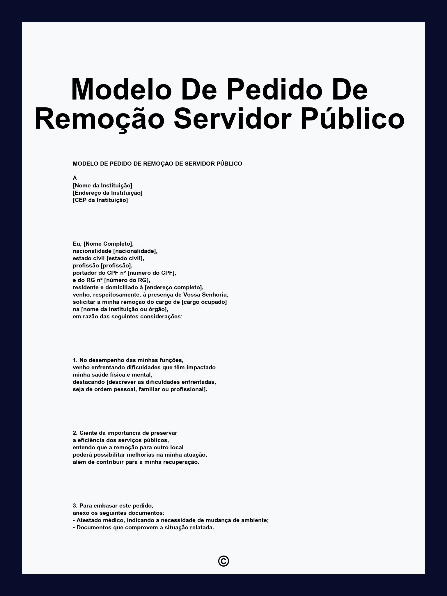 Modelo De Pedido De Remoção Servidor Público