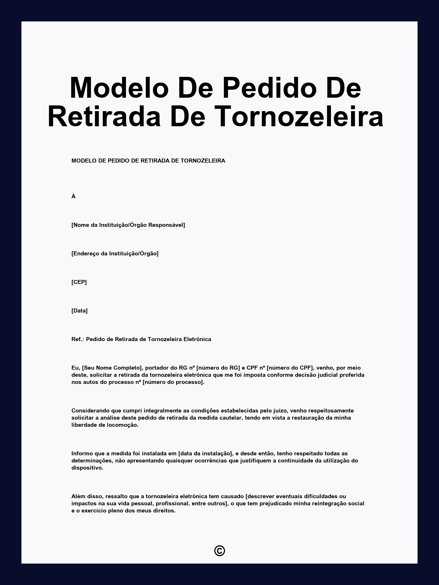 Modelo De Pedido De Retirada De Tornozeleira