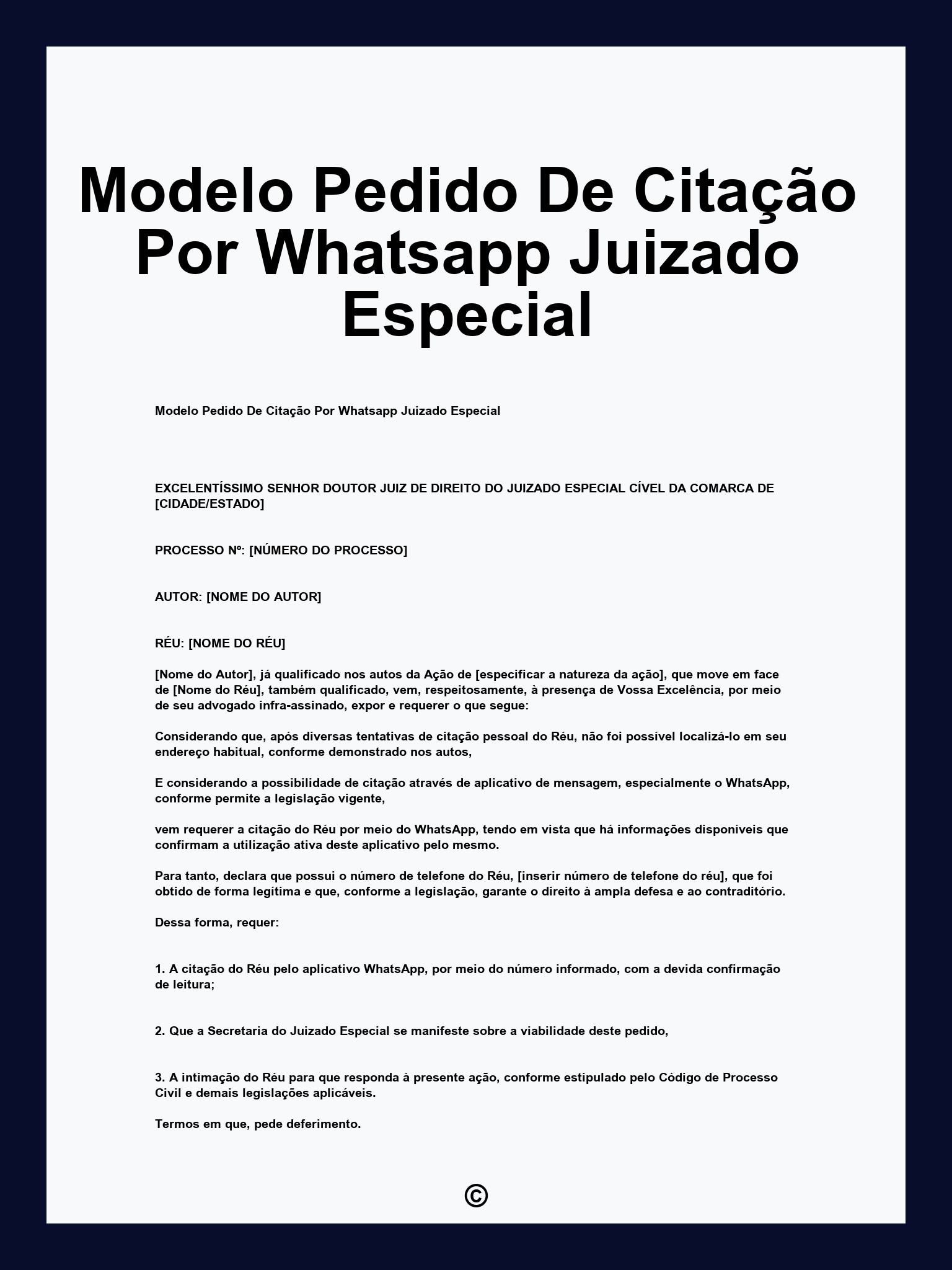 Modelo Pedido De Citação Por Whatsapp Juizado Especial