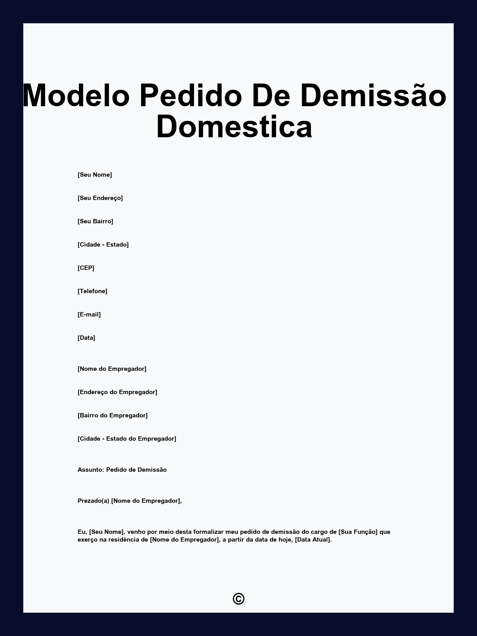 Modelo Pedido De Demissão Domestica