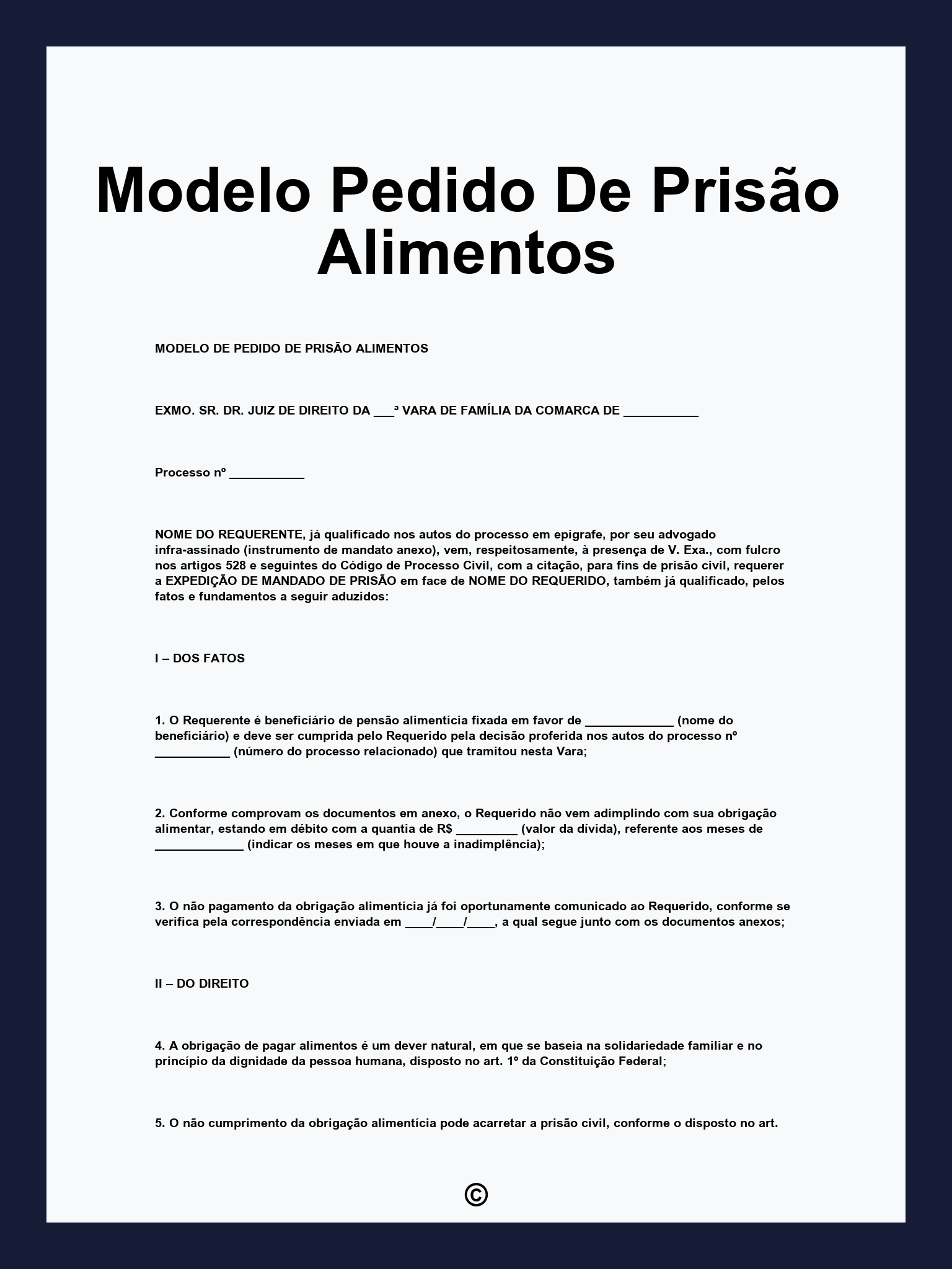 Modelo Pedido De Prisão Alimentos
