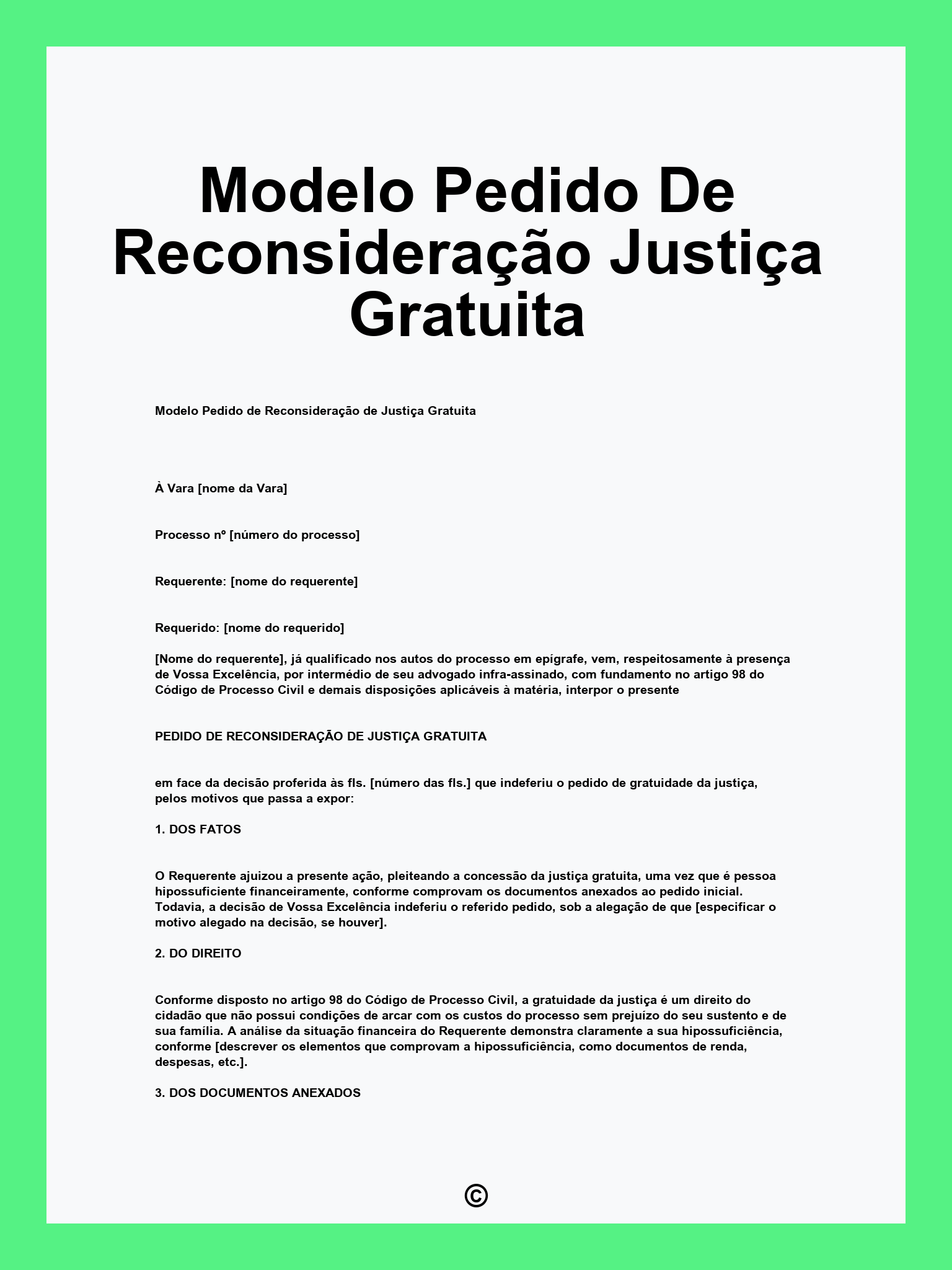 Modelo Pedido De Reconsideração Justiça Gratuita