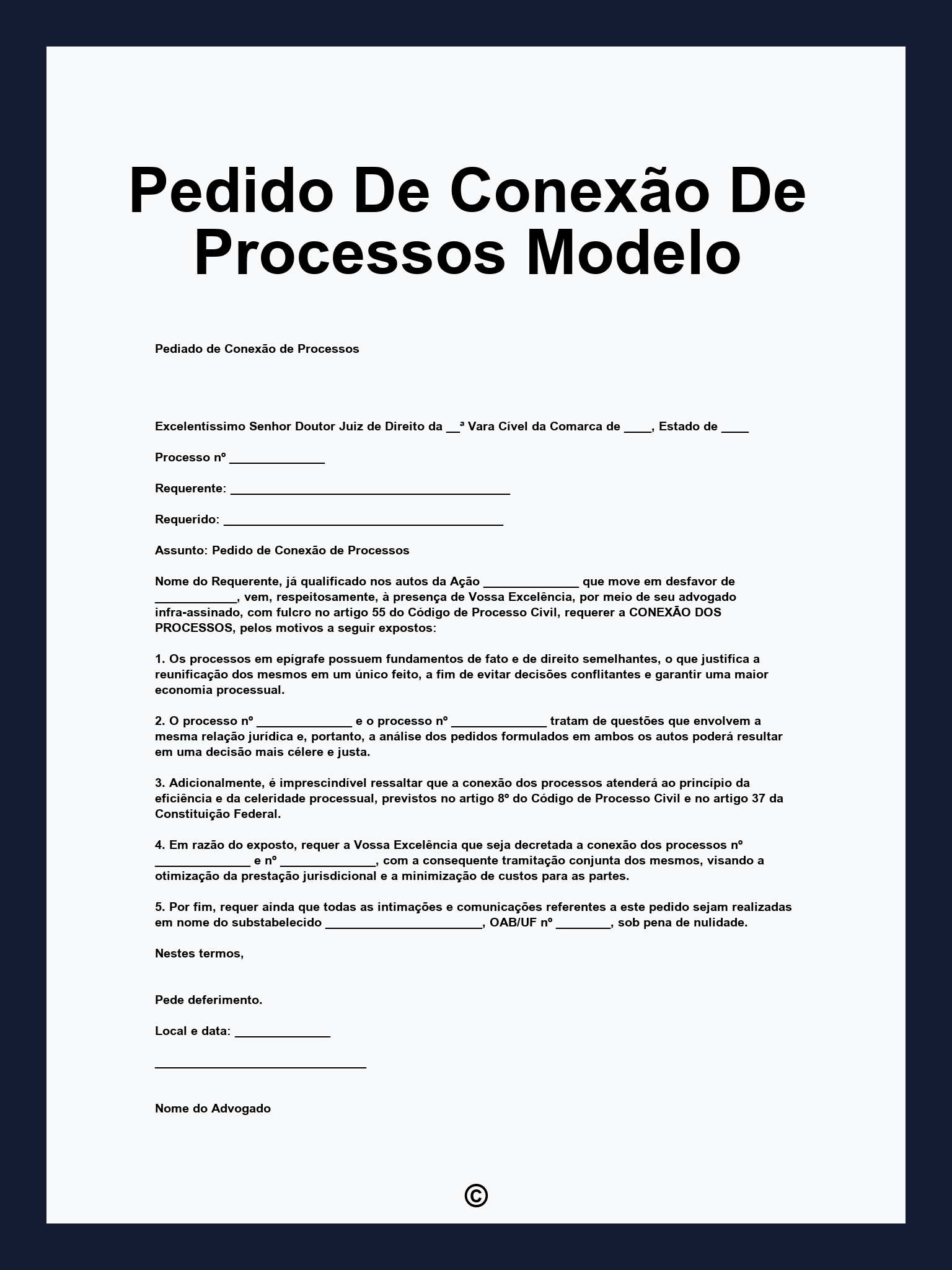 Pedido De Conexão De Processos Modelo