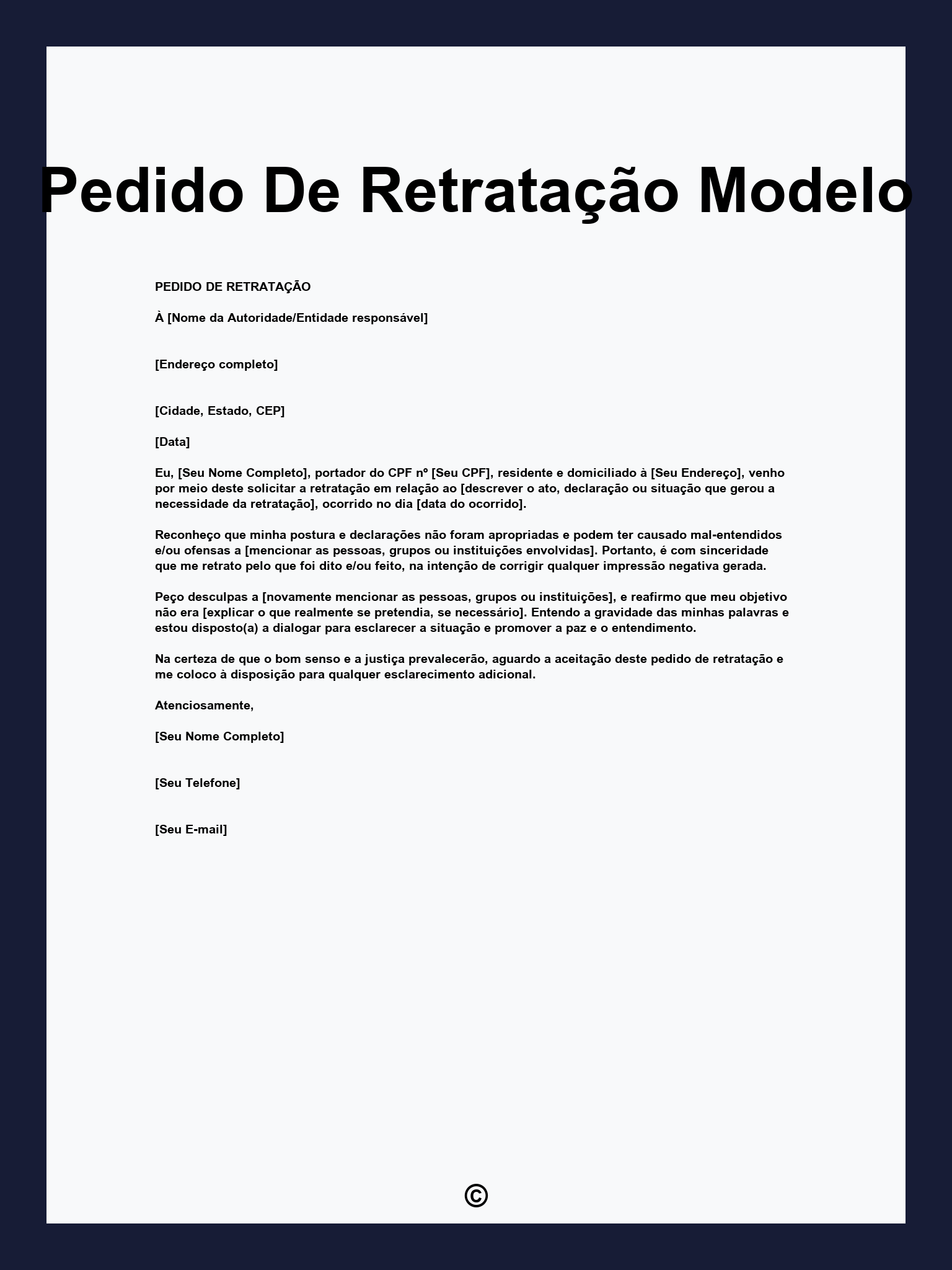 Pedido De Retratação Modelo