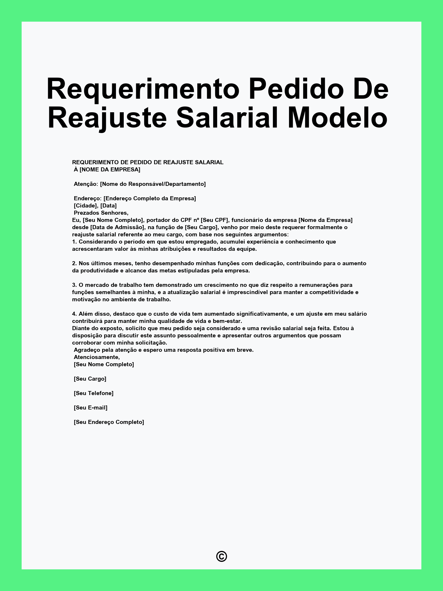 Requerimento Pedido De Reajuste Salarial Modelo
